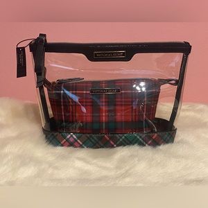 Victoria’s Secret Plaid Cosmetic Makeup Bag Set